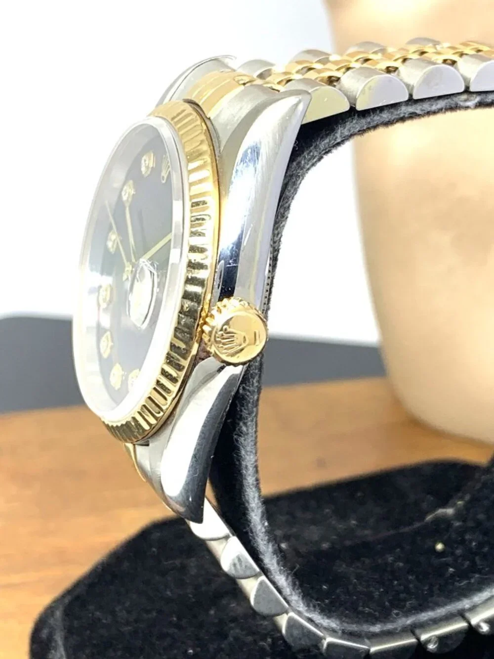 Rolex Datejust Watch 16233 Factory Diamond 18k Yellow Gold & Steel Vintage 1995